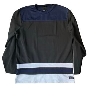 Westy Men’s Long Sleeve Breathable T-shirt size XL, Black Blue & White Stripes
